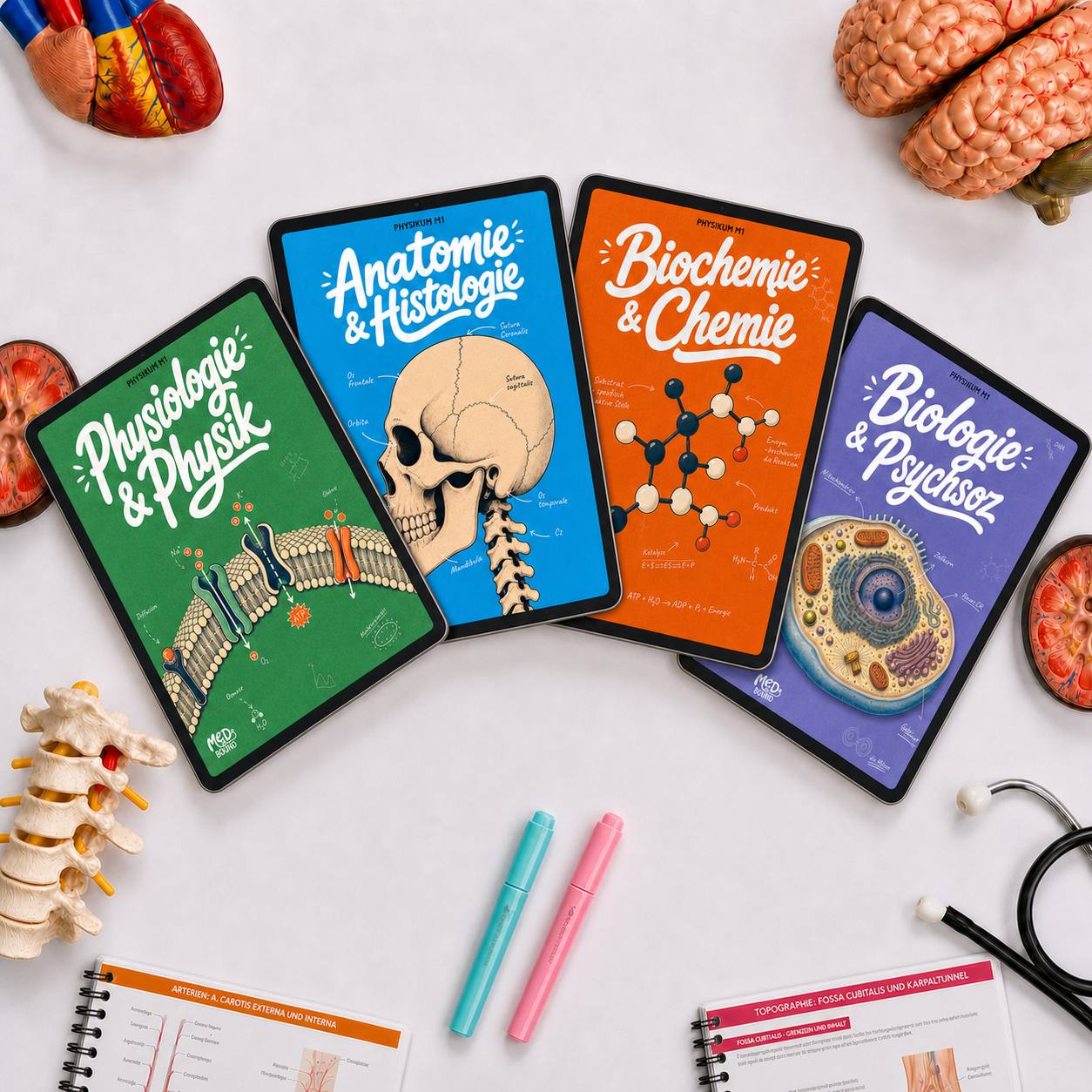 Die 4 Bände als E-Book auf dem Tablet