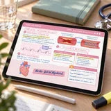 Die Lernkarte STEMI: Reperfusion priorisieren auf einem Tablet am Schreibtisch
